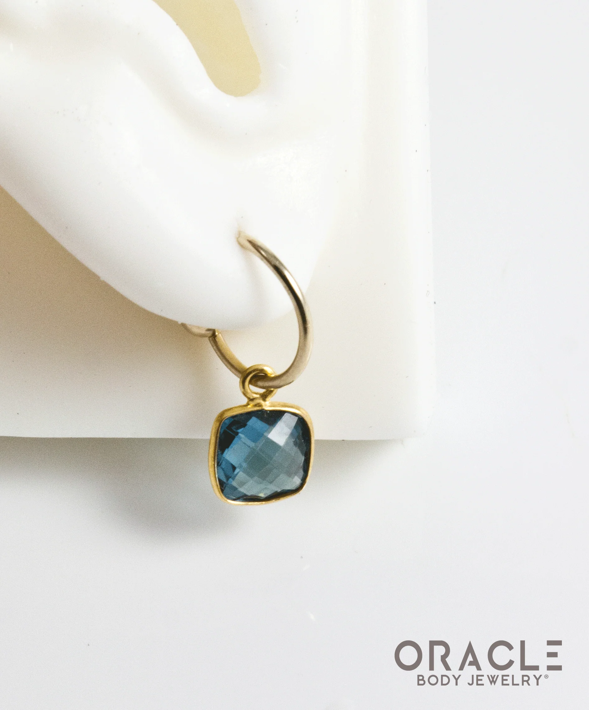 18k Yellow Gold Faceted London Blue Topaz Charms - Image 3