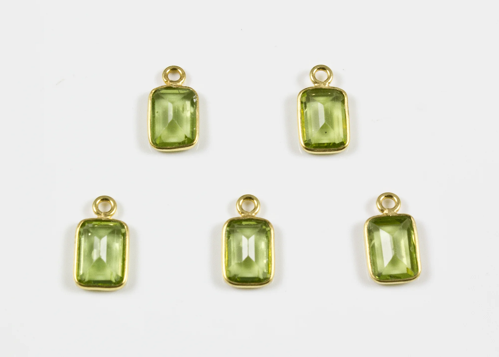 18k Yellow Gold Faceted Peridot Charms - Image 2