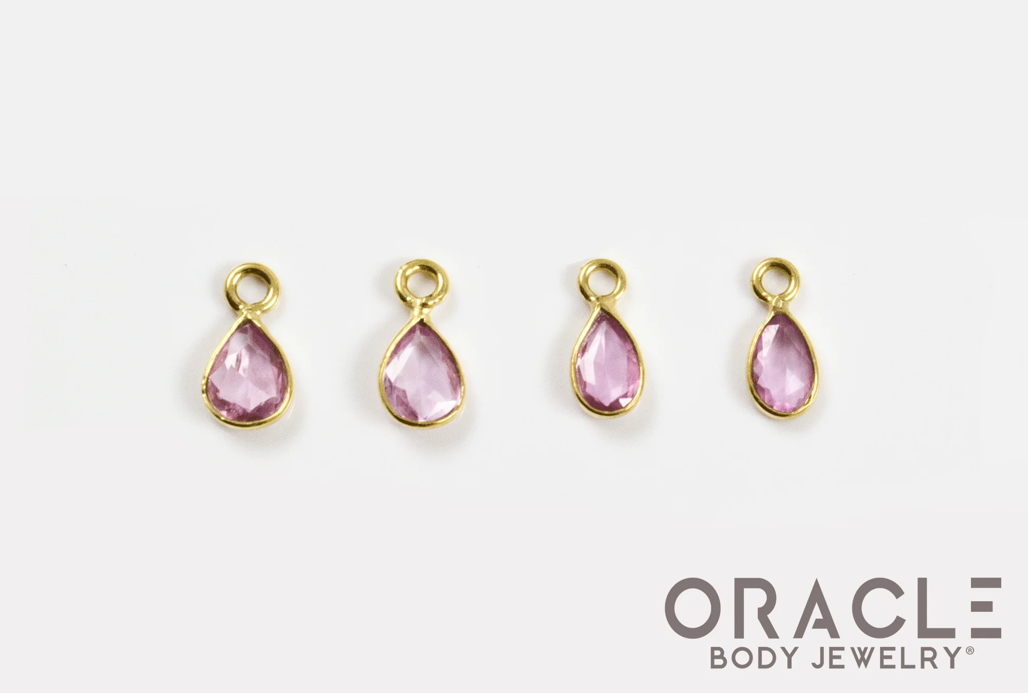 18k Yellow Gold Faceted Pink Sapphire Charms - Image 2