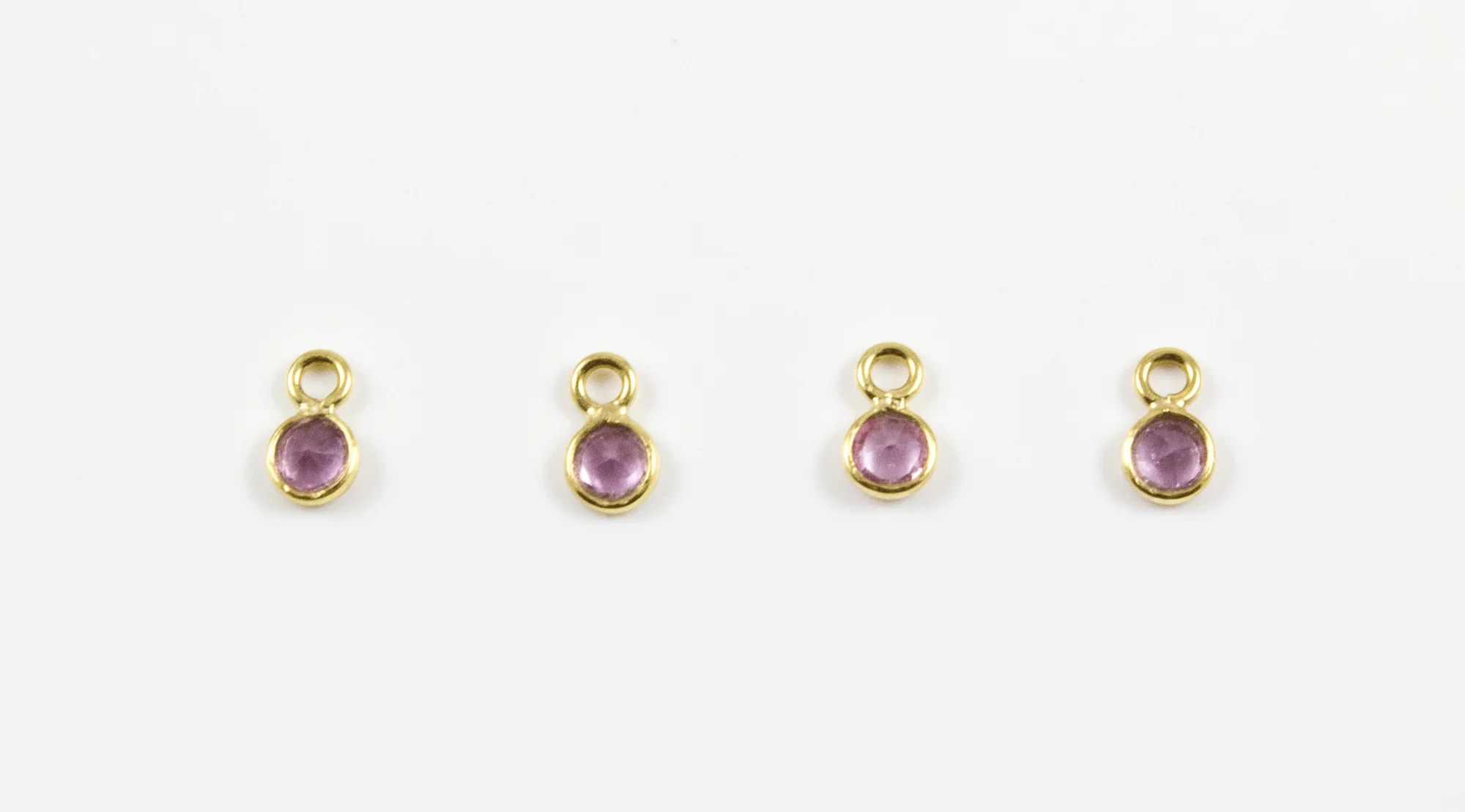 18k Yellow Gold Faceted Pink Sapphire Charms - Image 2