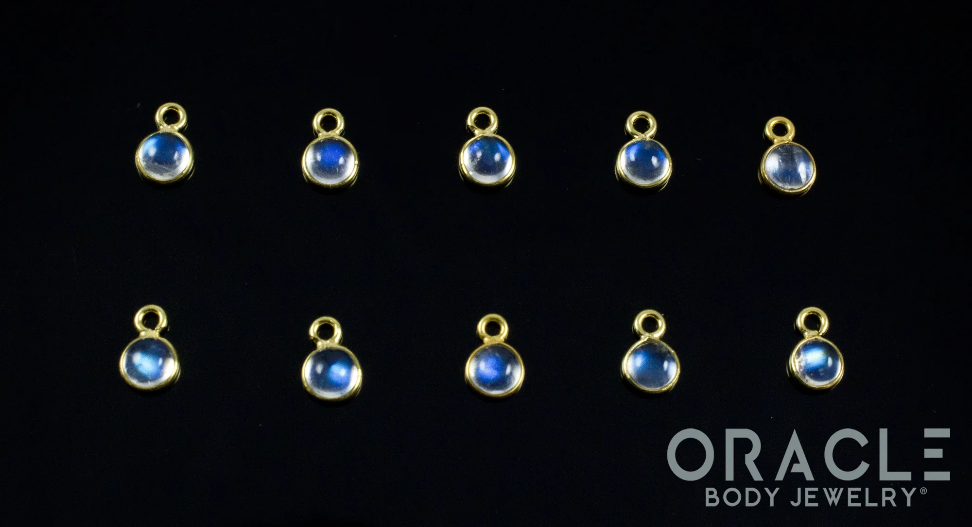 18k Yellow Gold Moonstone Charms - Image 2