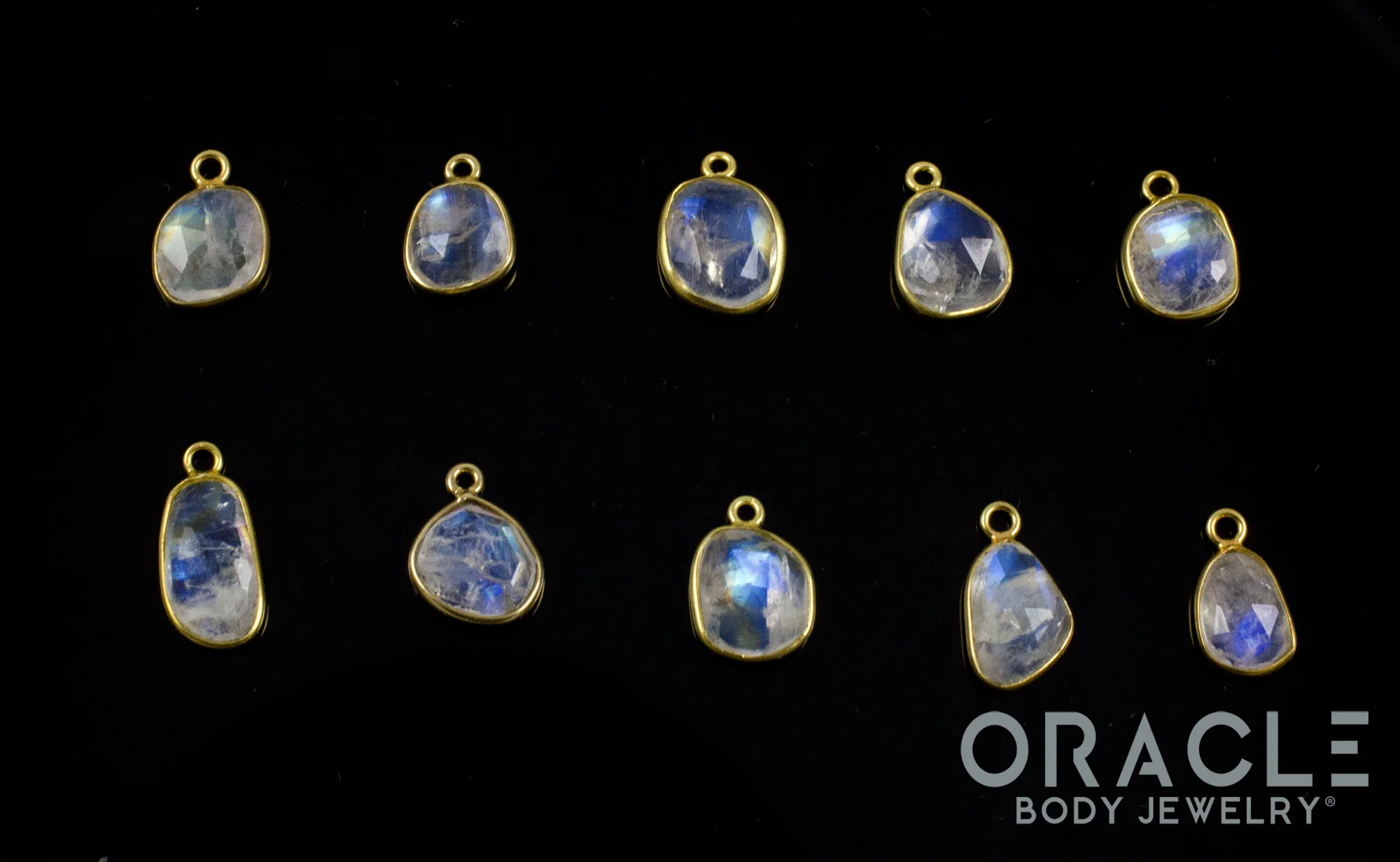 18k Yellow Gold Moonstone Rose Cut Charms - Image 2