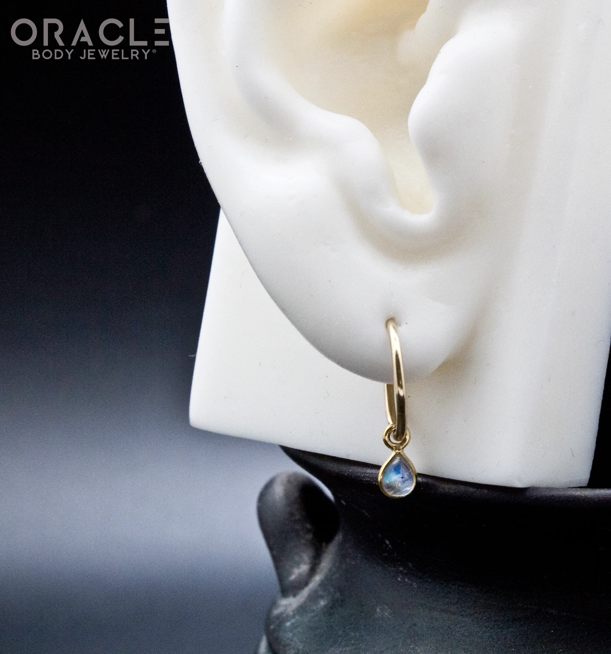 18k Yellow Gold Moonstone Teardrop Charms - Image 3