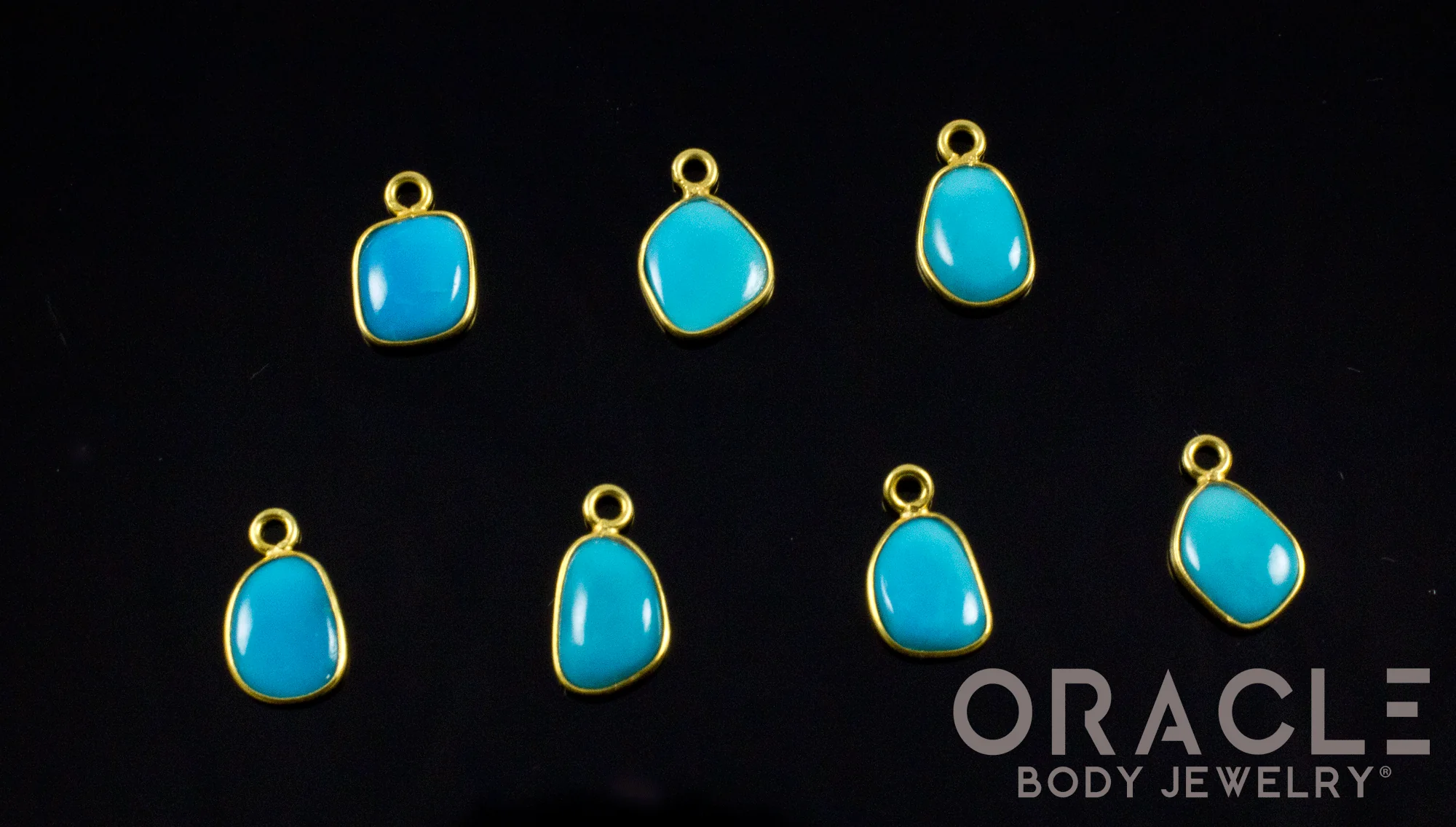 18k Yellow Gold Natural Turquoise Charms - Image 2