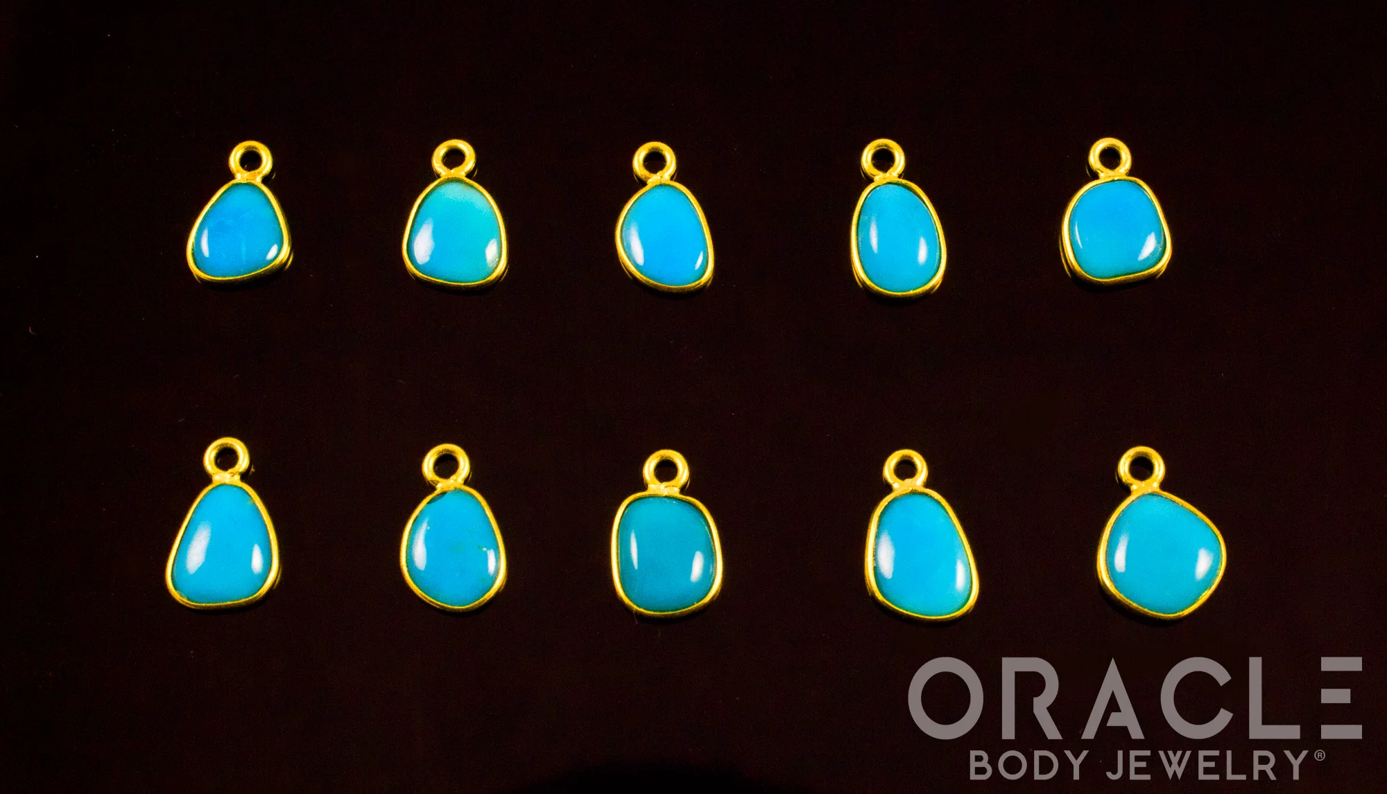 18k Yellow Gold Natural Turquoise Charms - Image 2
