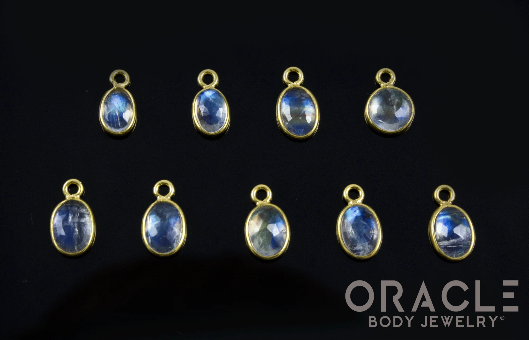 18k Yellow Gold Rose Cut Moonstone Charms - Image 2
