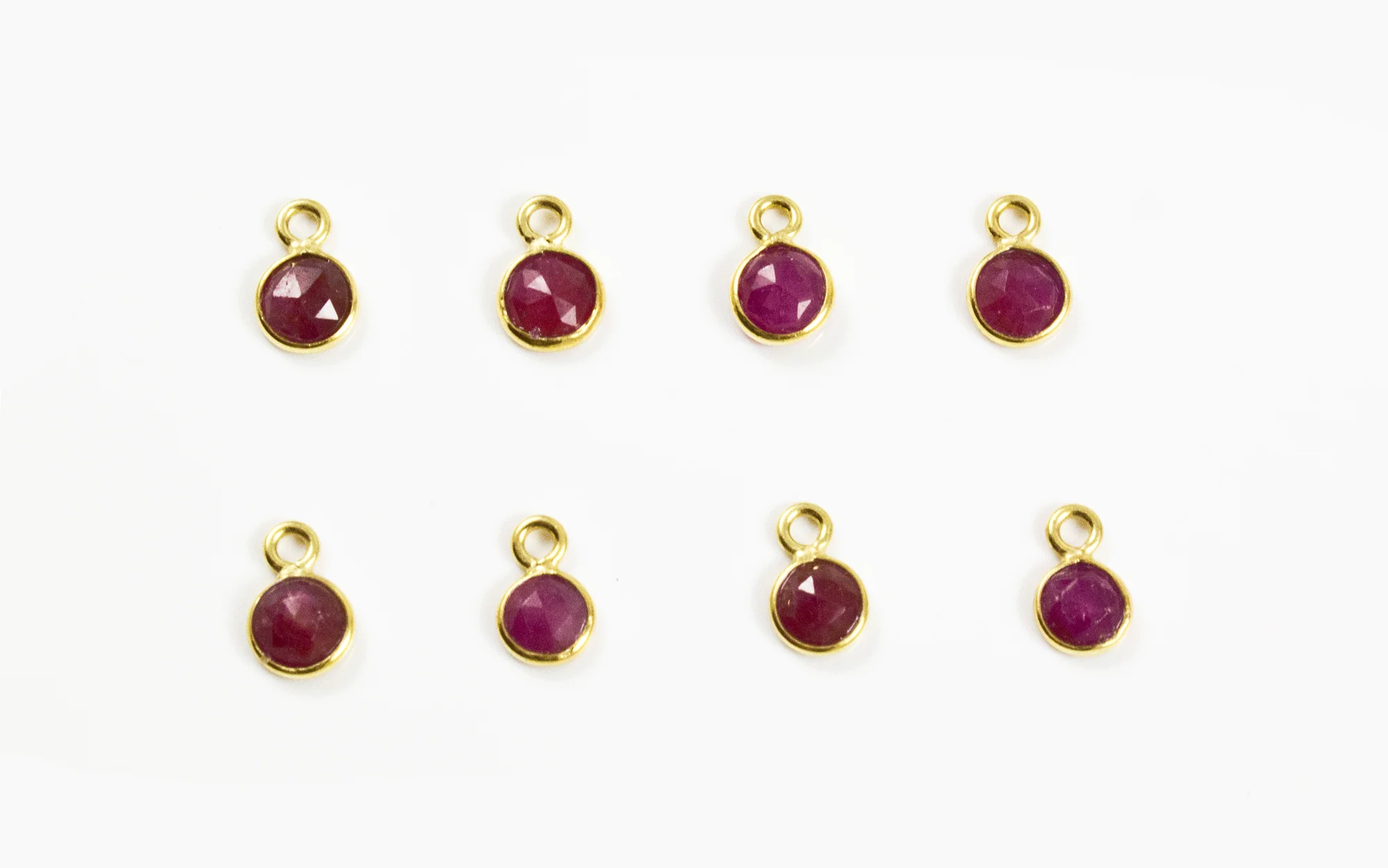 18k Yellow Gold Rose Cut Ruby Charms - Image 2
