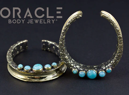 2" (51mm) Brass Saddles with Amazonite - Image 3