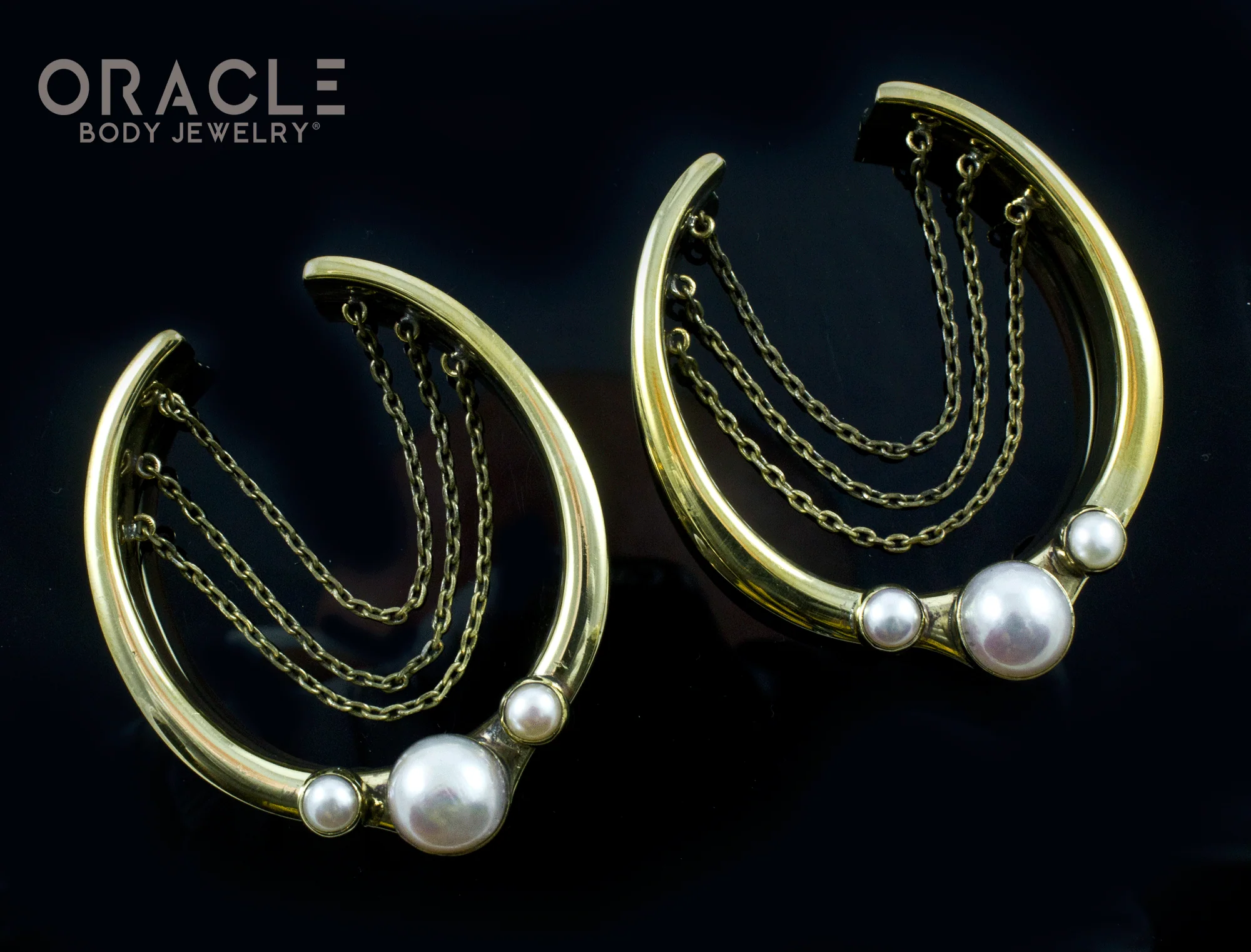 2" (51mm) Brass Saddles with Chains and Pearls - Image 2