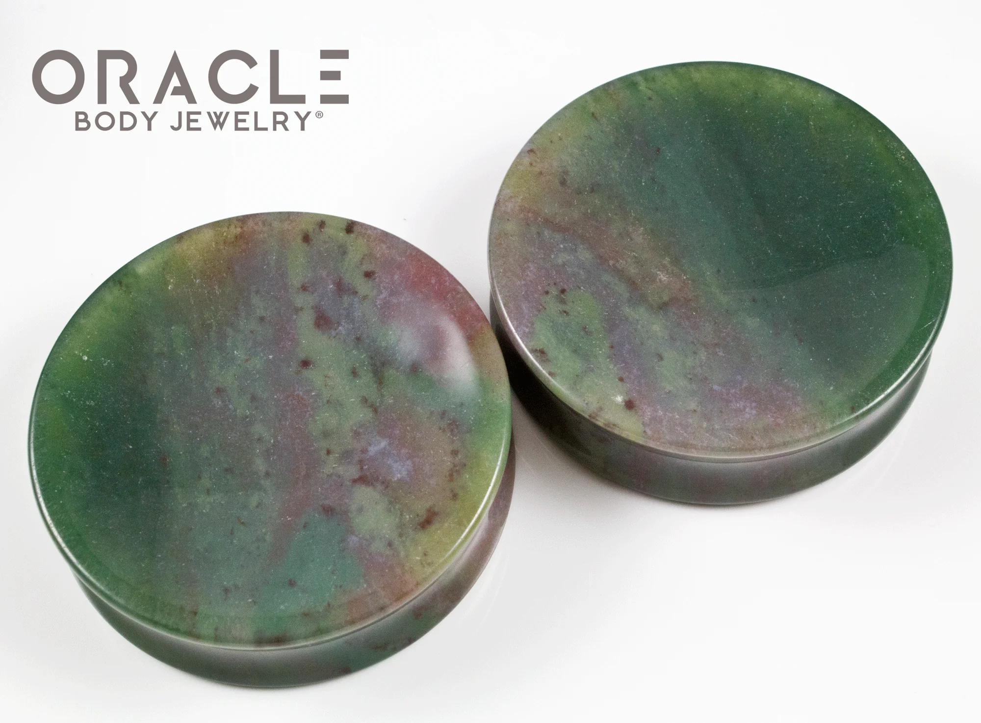2" (51mm) Moss Agate Concave Plugs - Image 2