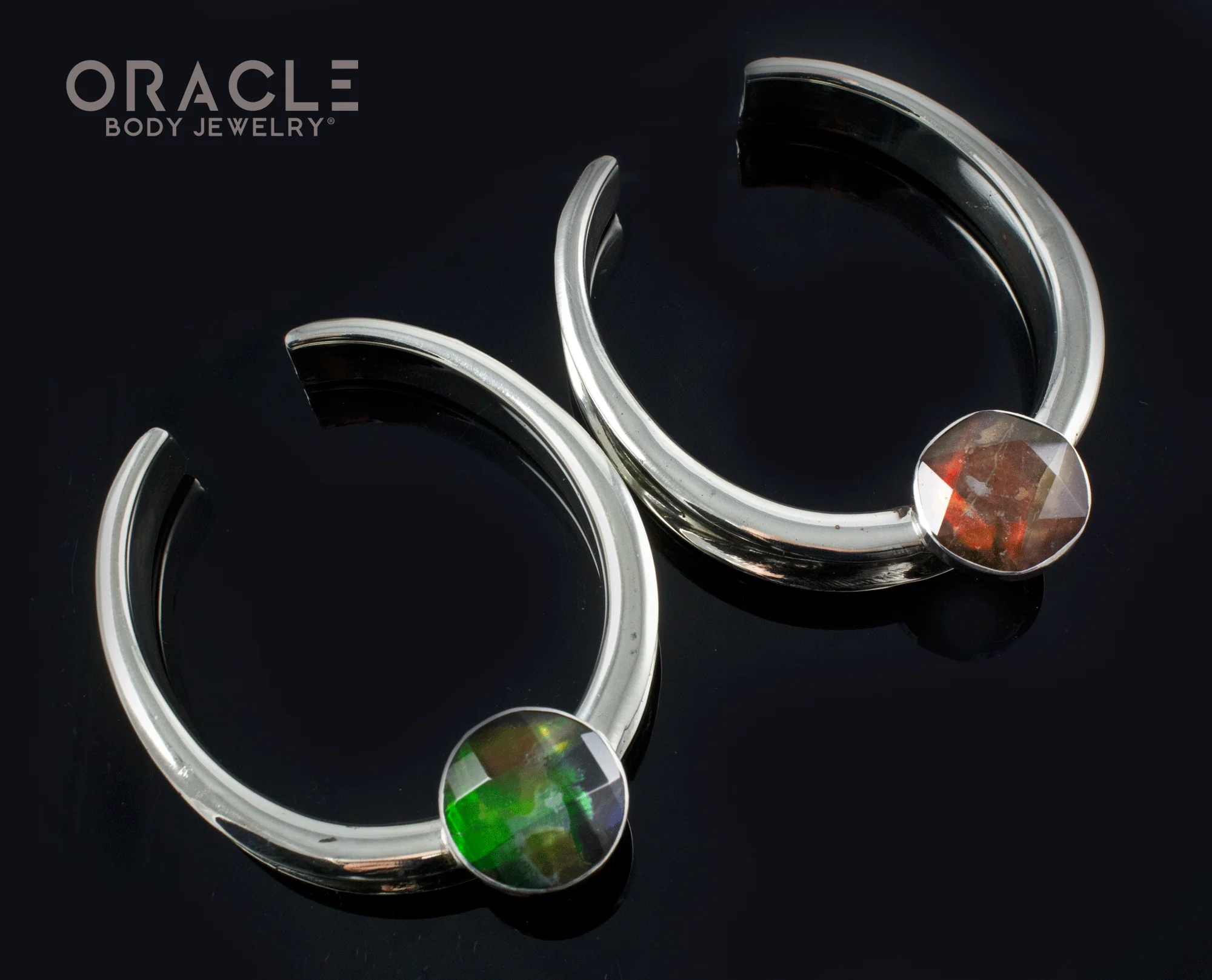 2" (51mm) White Brass Saddles with Faceted Ammolites - Image 2