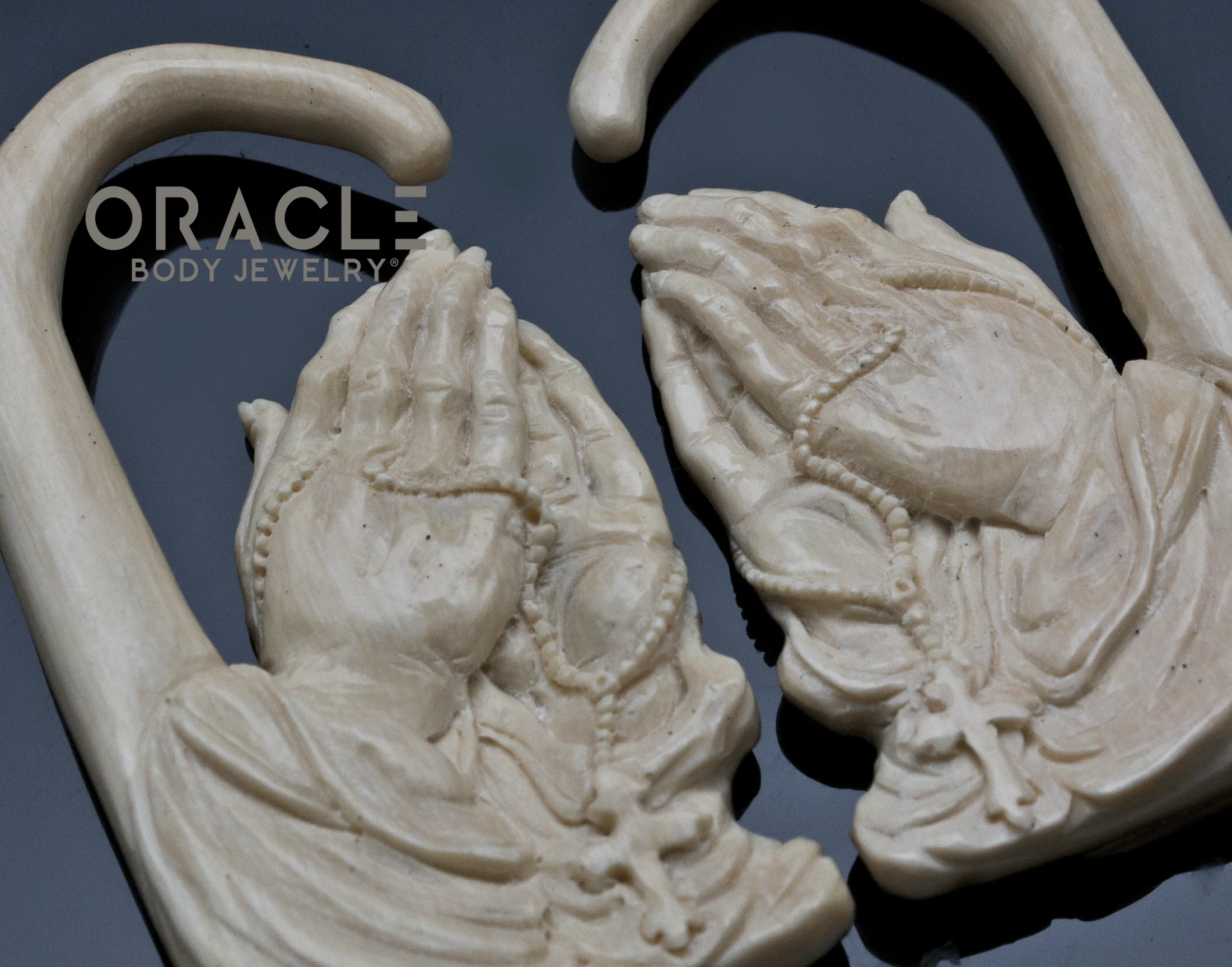 2g (6.5mm) Fossilized Mammoth Ivory Praying Hands - Image 3
