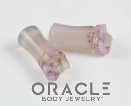 2g Druzy Rough Amethyst Double Flare Plugs - Image 2