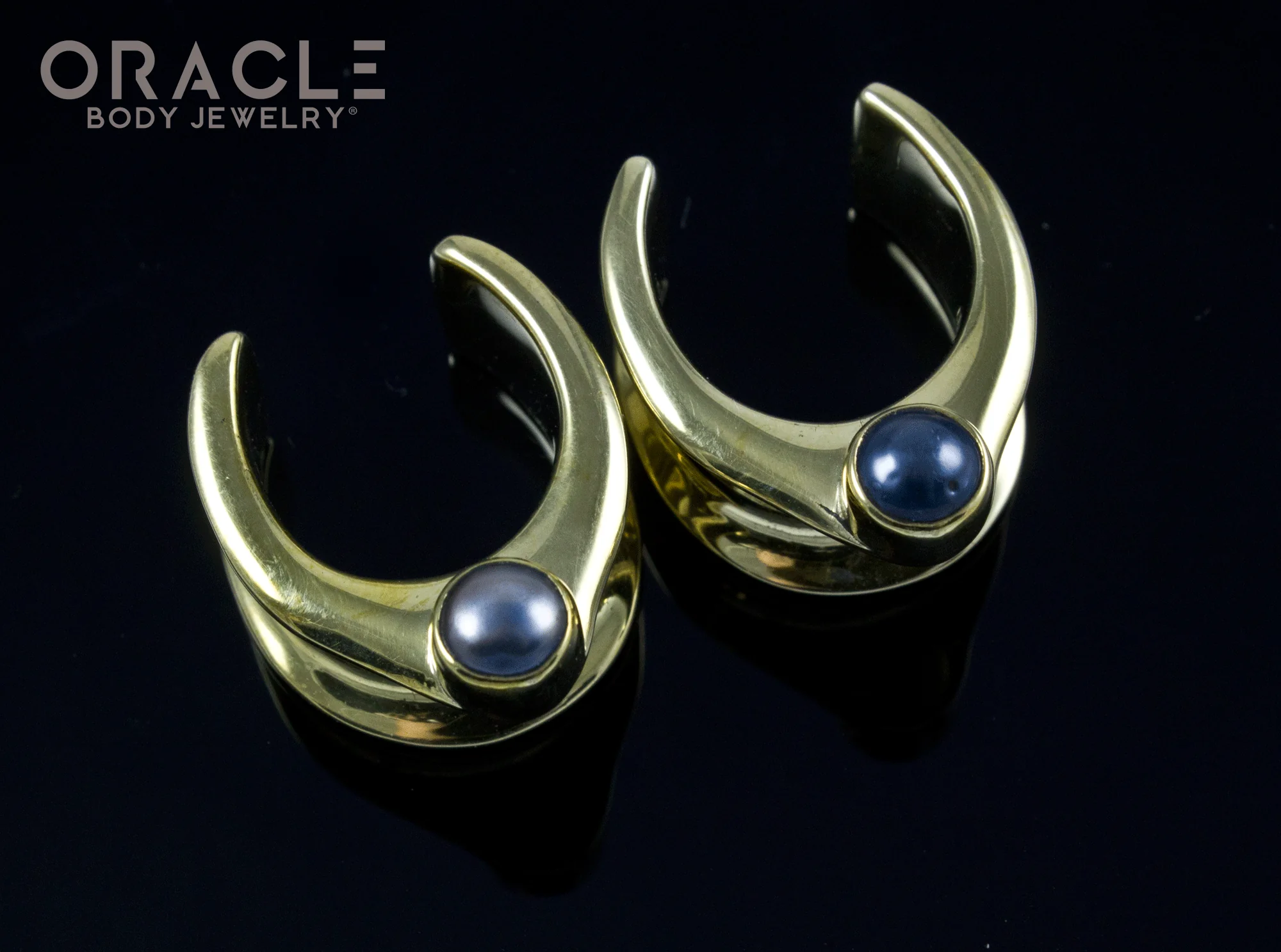 3/4" (19mm) Brass Saddles with Black Pearls - Image 2