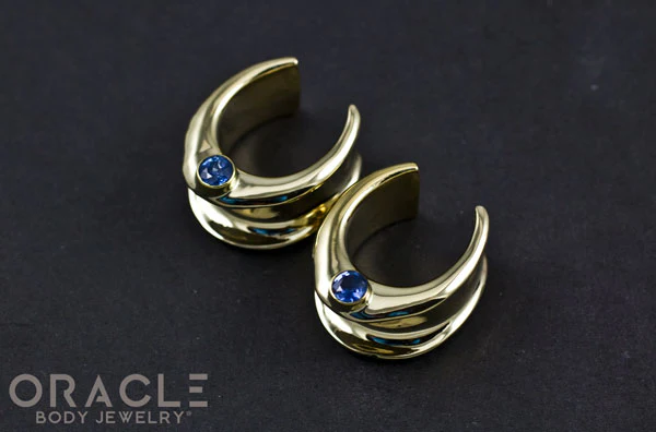 3/4" (19mm) Brass Saddles with London Blue Topaz - Image 2