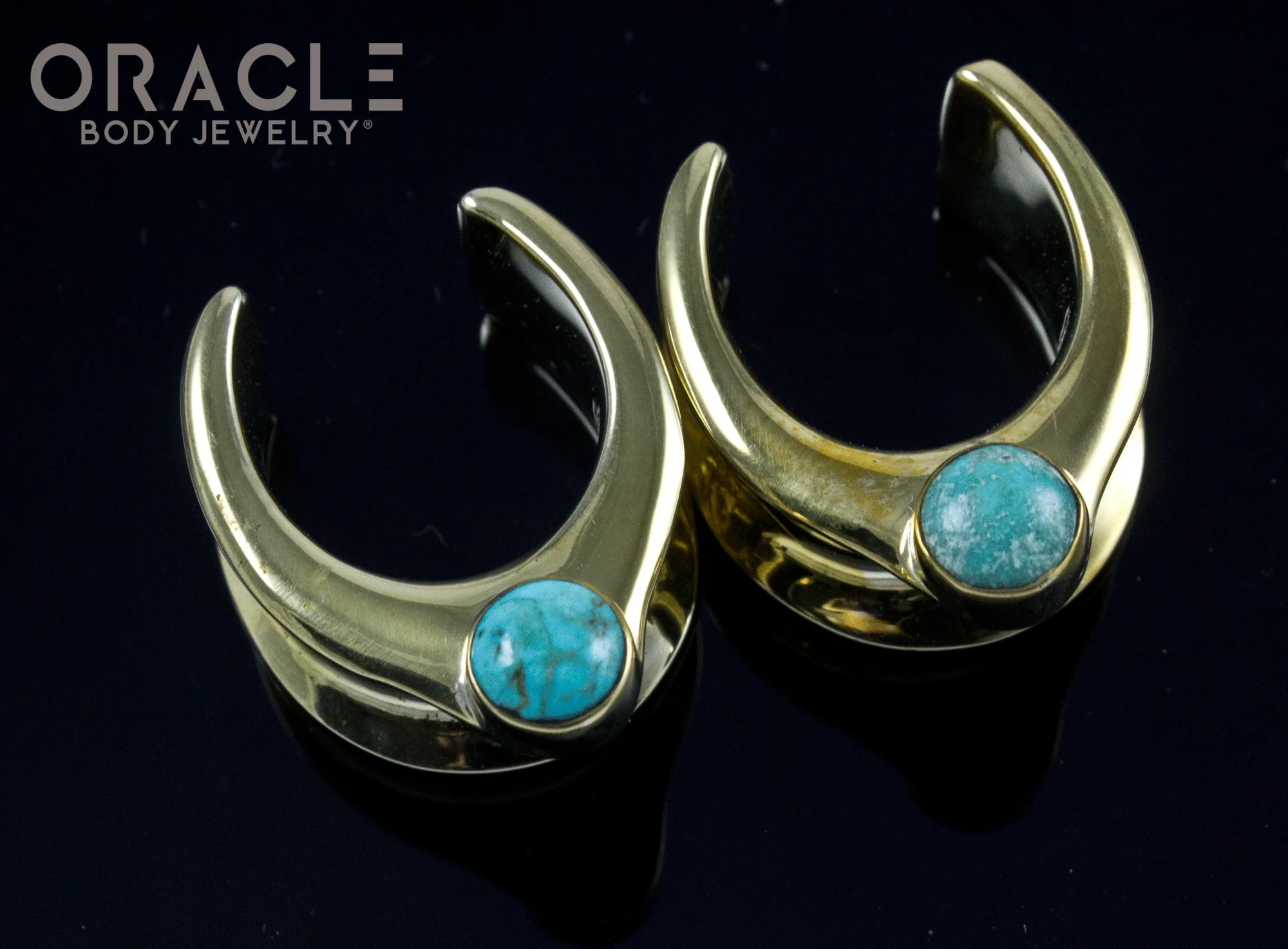 3/4" (19mm) Brass Saddles with Natural Turquoise - Image 2