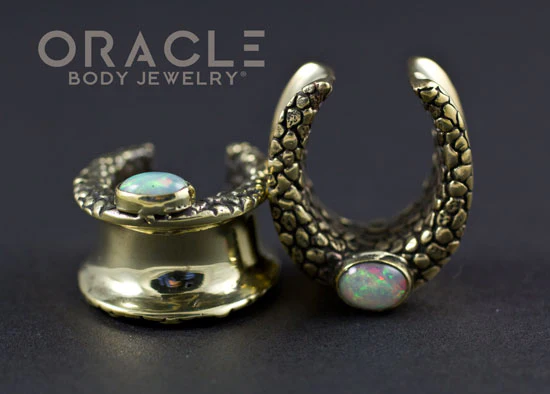 3/4" (19mm) Brass Saddles with Nugget Texture and Ethiopian Opals - Image 3