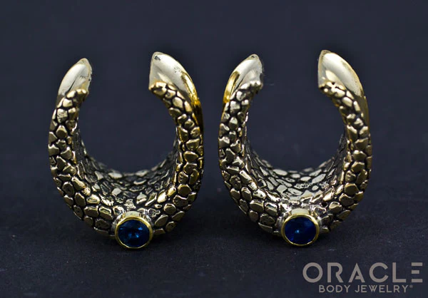 3/4" (19mm) Brass Saddles with Nugget Texture and London Blue Topaz - Image 3