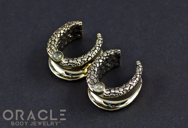 3/4" (19mm) Brass Saddles with Nugget Texture and Rutilated Quartz - Image 2