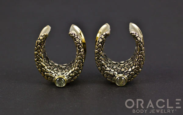 3/4" (19mm) Brass Saddles with Nugget Texture and Rutilated Quartz - Image 3