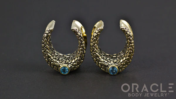 3/4" (19mm) Brass Saddles with Nugget Texture and Swiss Topaz - Image 3