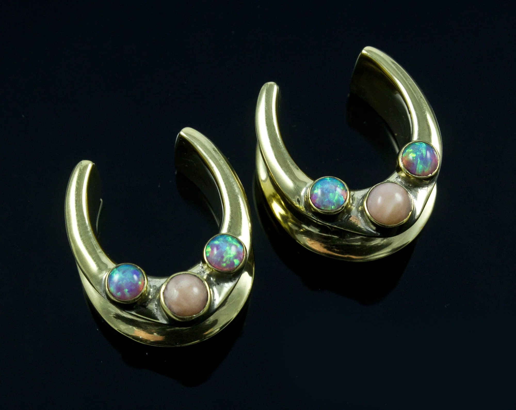 3/4" (19mm) Saddles with Pink Opal and Pink Synthetic Opals - Image 2