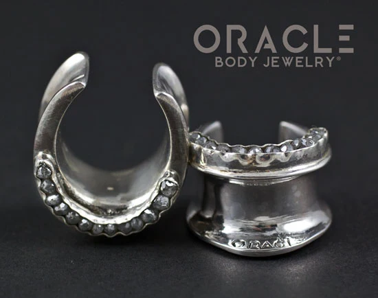 3/4" (19mm) Sterling Silver Saddles with Channel Set Grey Raw Polished Diamonds - Image 3