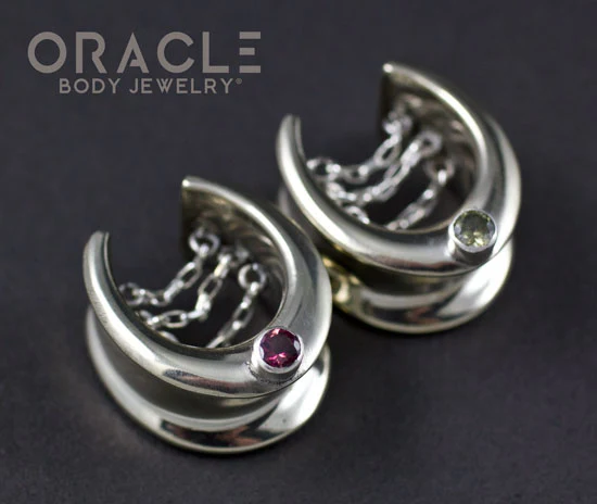 3/4" (19mm) White Brass Saddles with Chains and Tourmalines - Image 2
