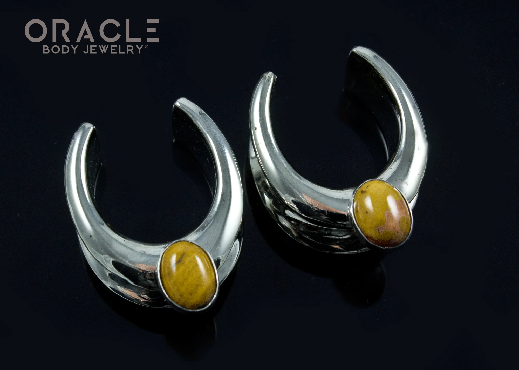3/4" (19mm) White Brass Saddles with Crazy Lace Agate - Image 2