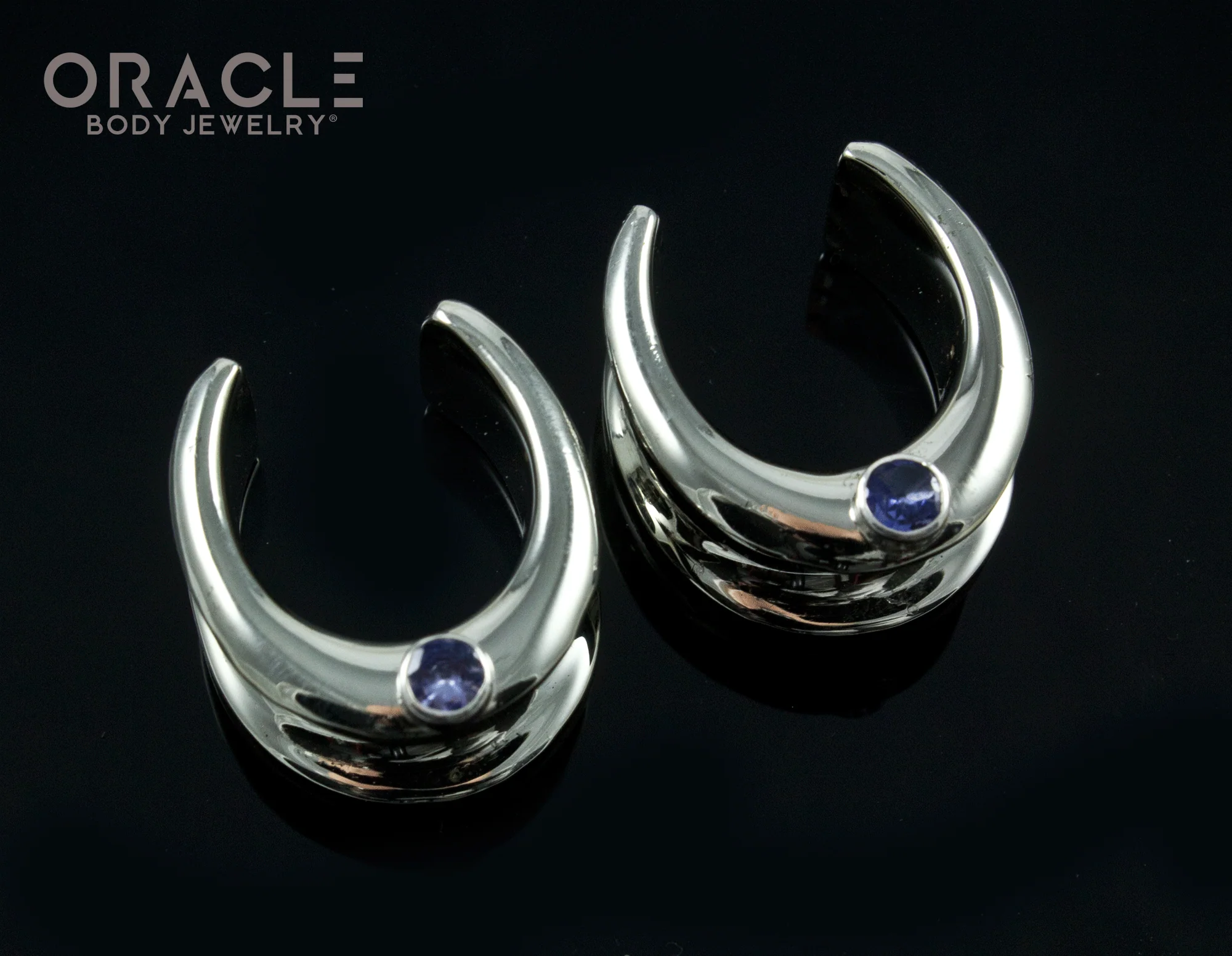 3/4" (19mm) White Brass Saddles with London Blue Topaz - Image 2