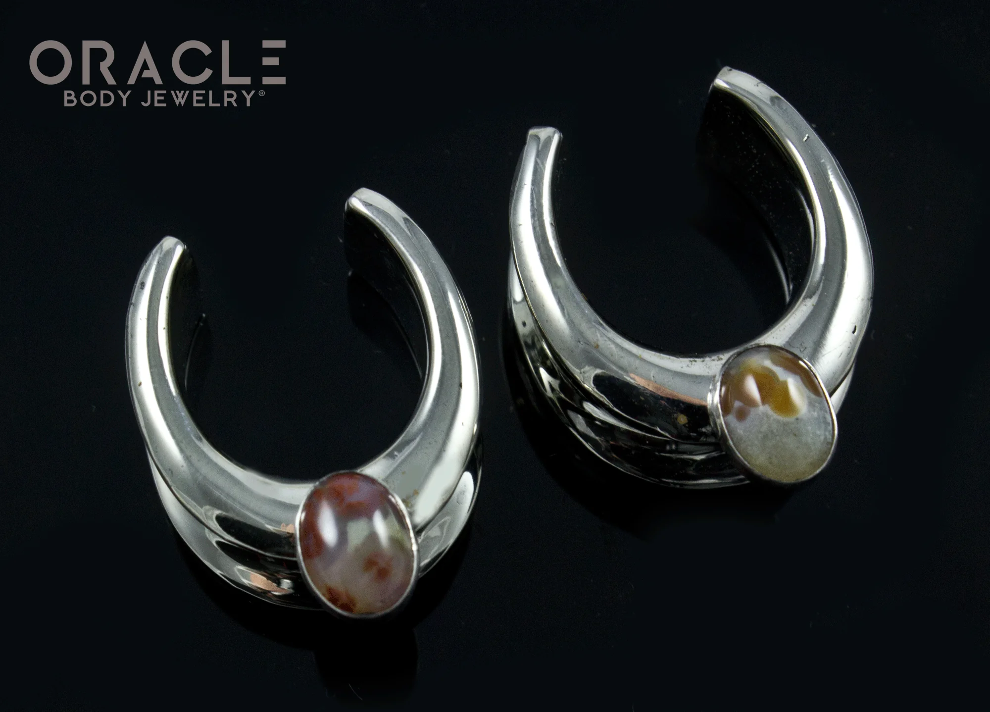 3/4" (19mm) White Brass Saddles with Ocean Jasper - Image 2