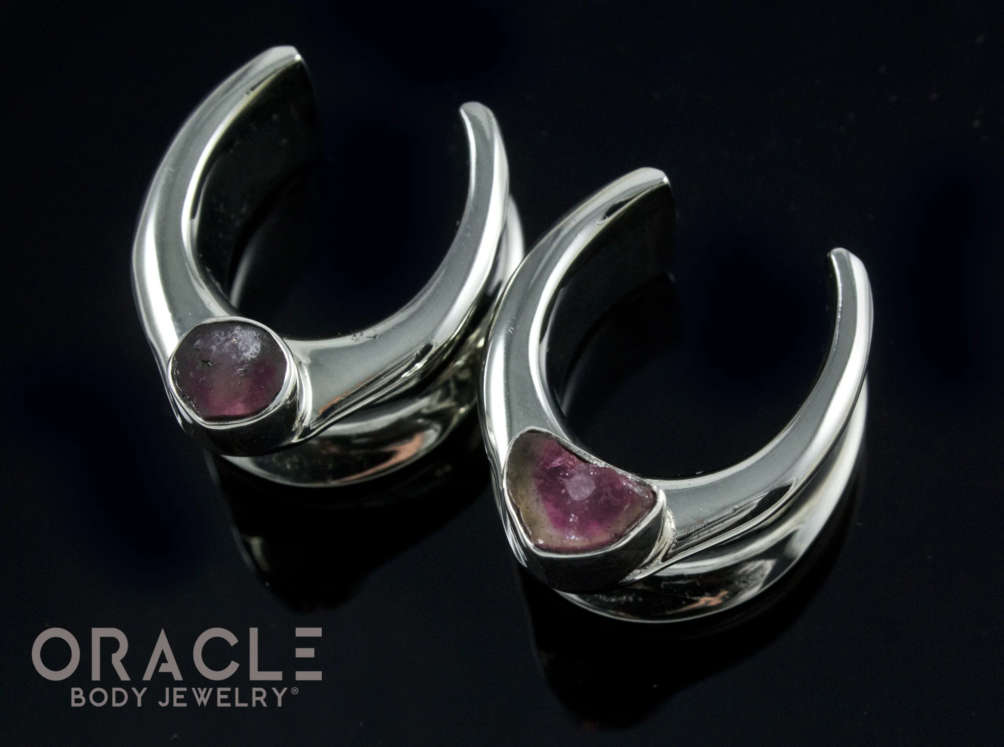 3/4" (19mm) White Brass Saddles with Watermelon Tourmaline - Image 2