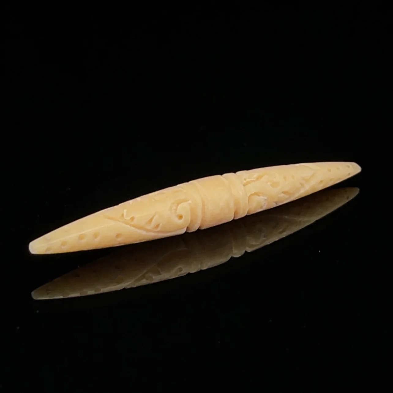 4g Fossilized Mammoth Carved Septum Spike - Image 2