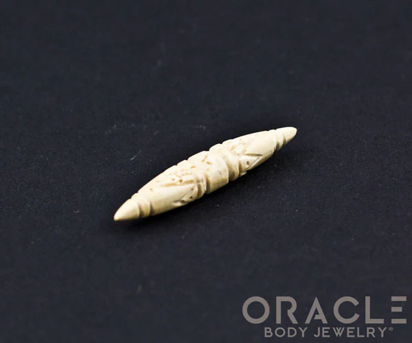 4g Fossilized Mammoth Ivory Carved Septum Spike - Image 2