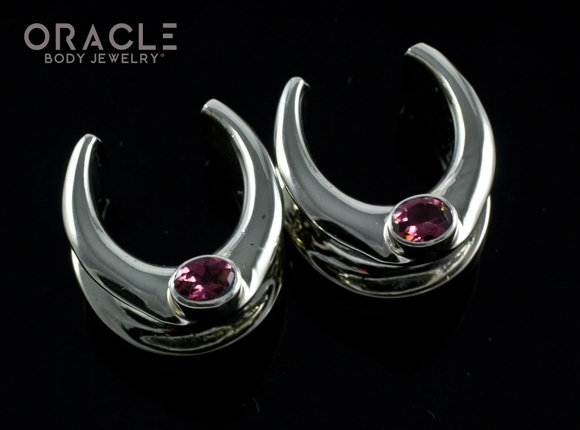 5/8" (16mm) White Brass Saddles with Faceted Tourmaline - Image 2