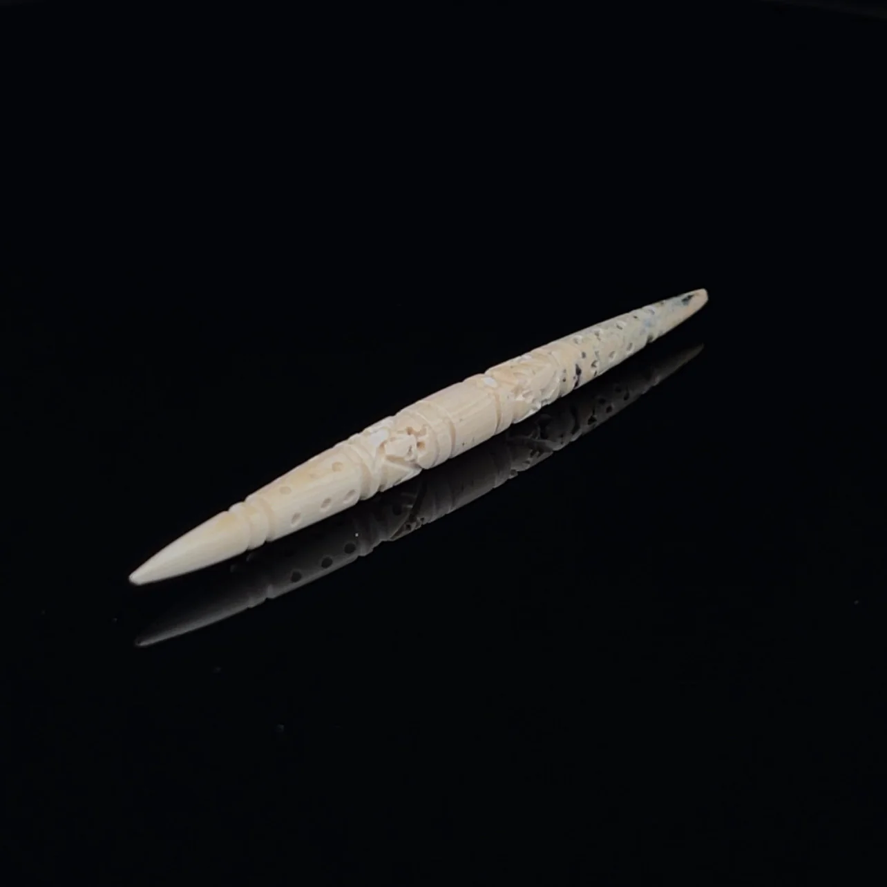 6g (4mm) Fossilized Mammoth Ivory Carved Septum Spike - Image 2