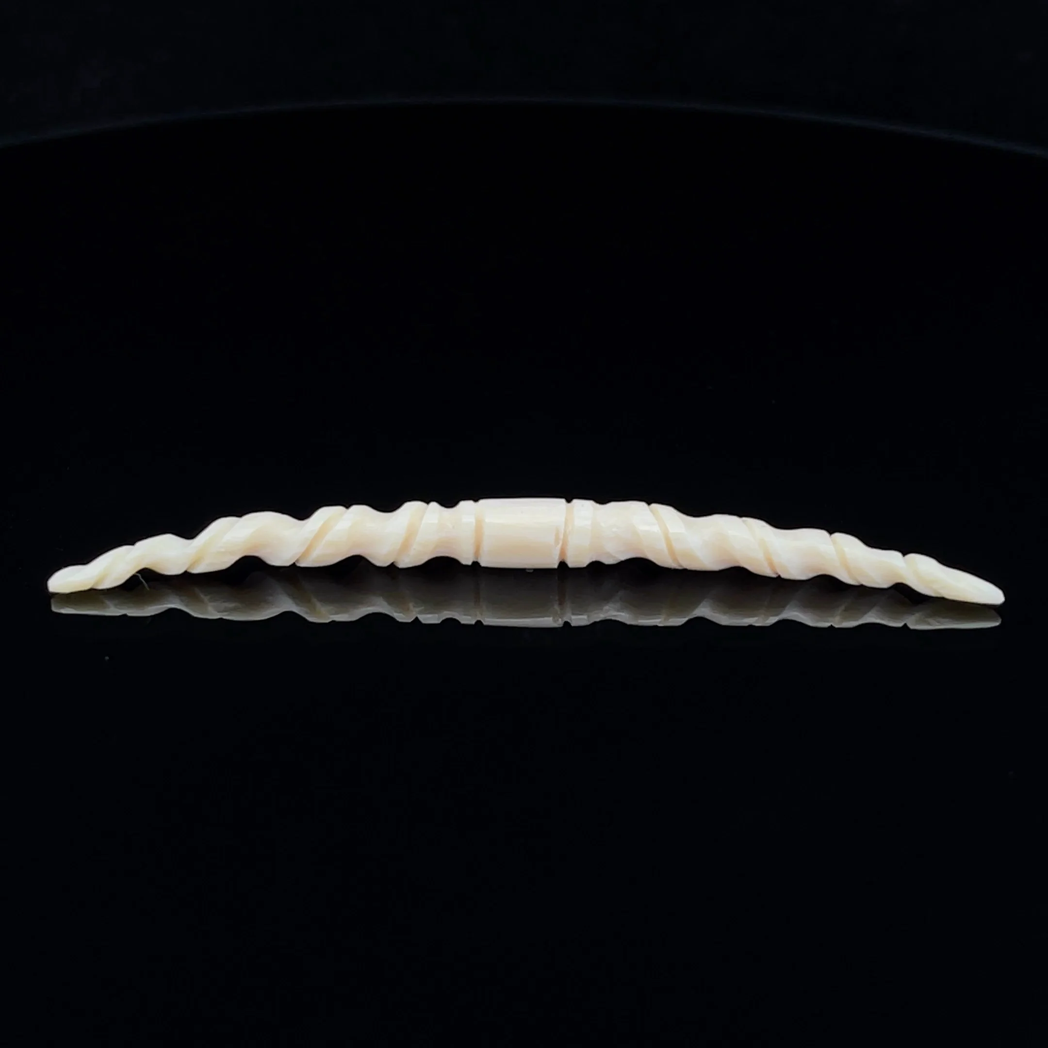 6g (4mm) Fossilized Mammoth Ivory Carved Septum Tusk - Image 3