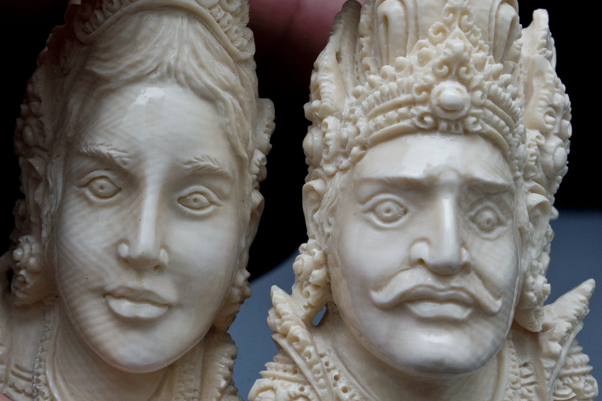 7/16" (10.5mm) Fossilized Mammoth Story of Rama and Sita Weights - Image 5