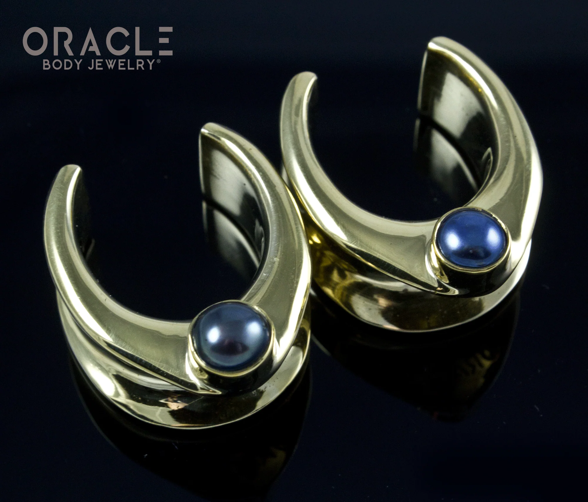 7/8" (22mm) Brass Saddles with Black Pearls - Image 2