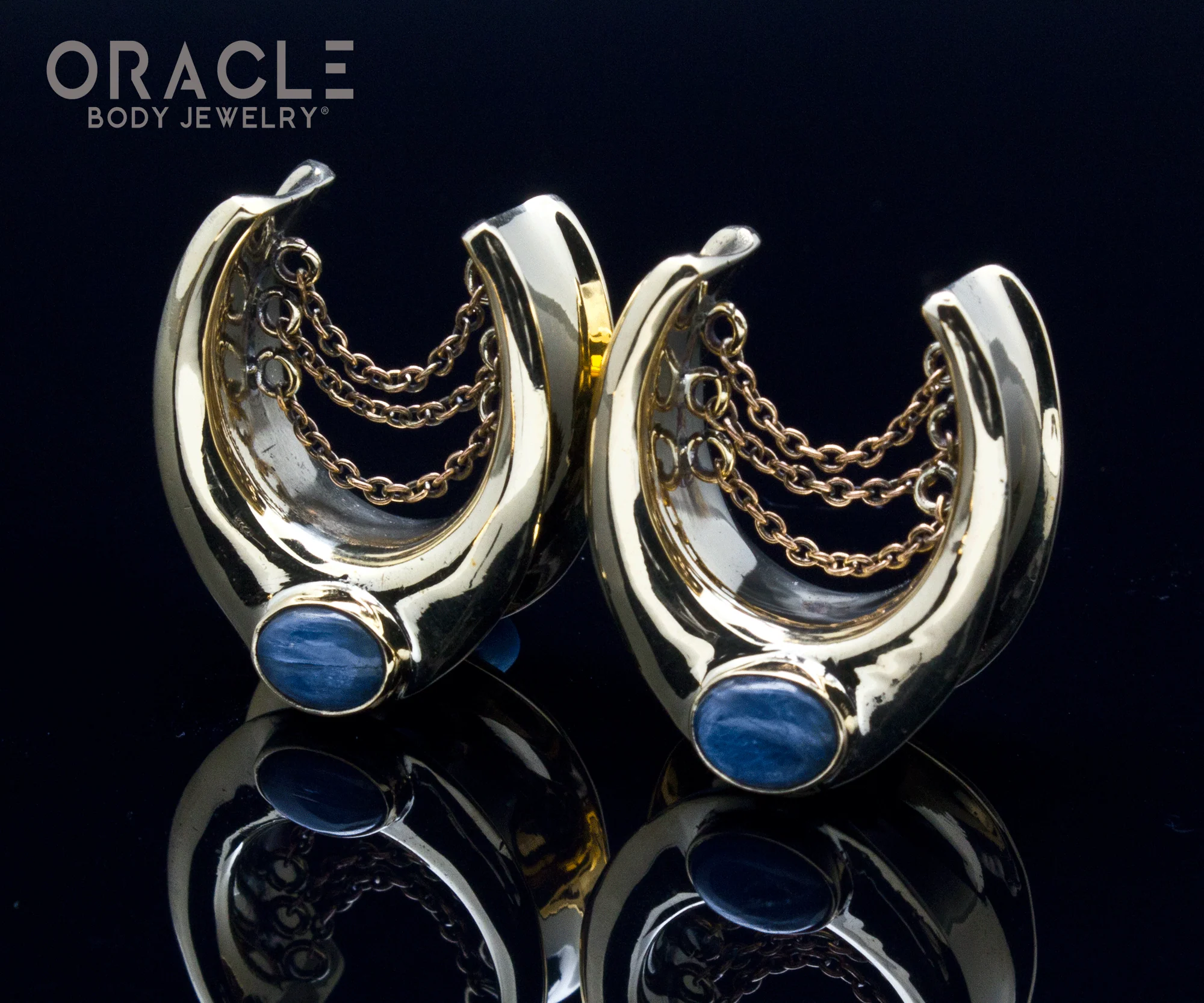 7/8" (22mm) Brass Saddles with Chains and Kyanite - Image 2
