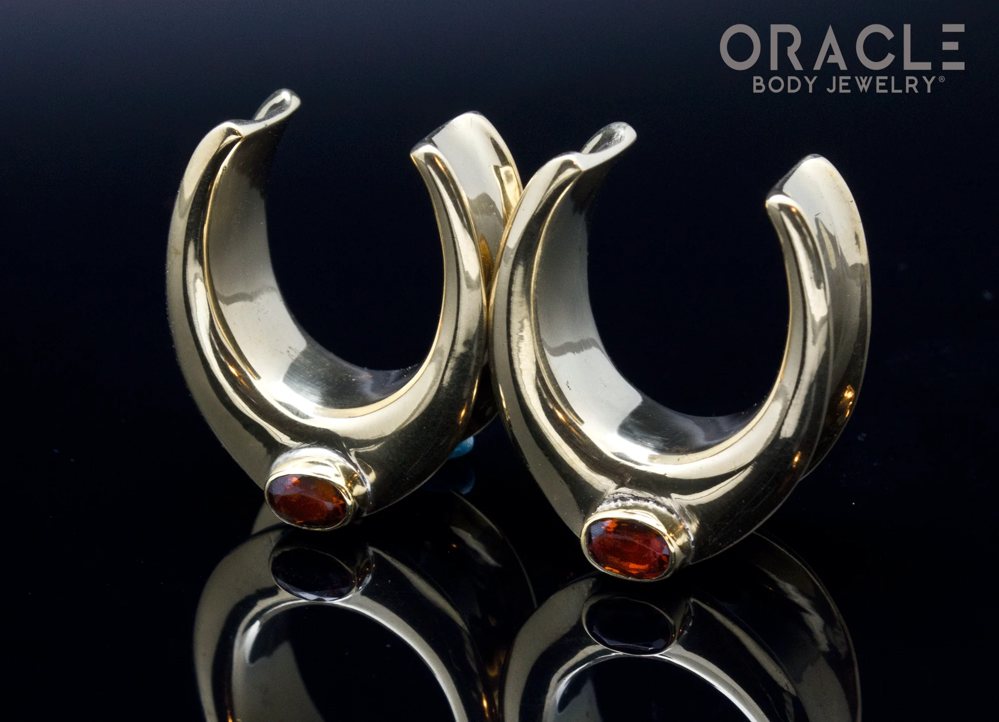7/8" (22mm) Brass Saddles with Faceted Citrine - Image 2