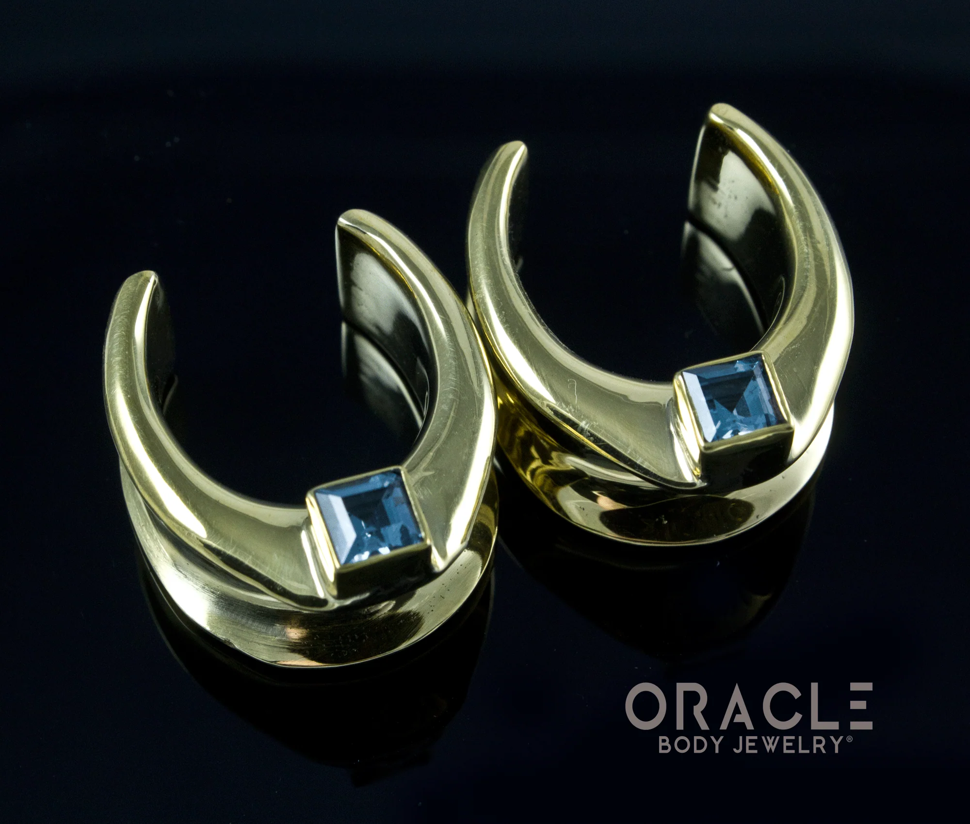 7/8" (22mm) Brass Saddles with London Blue Topaz - Image 2