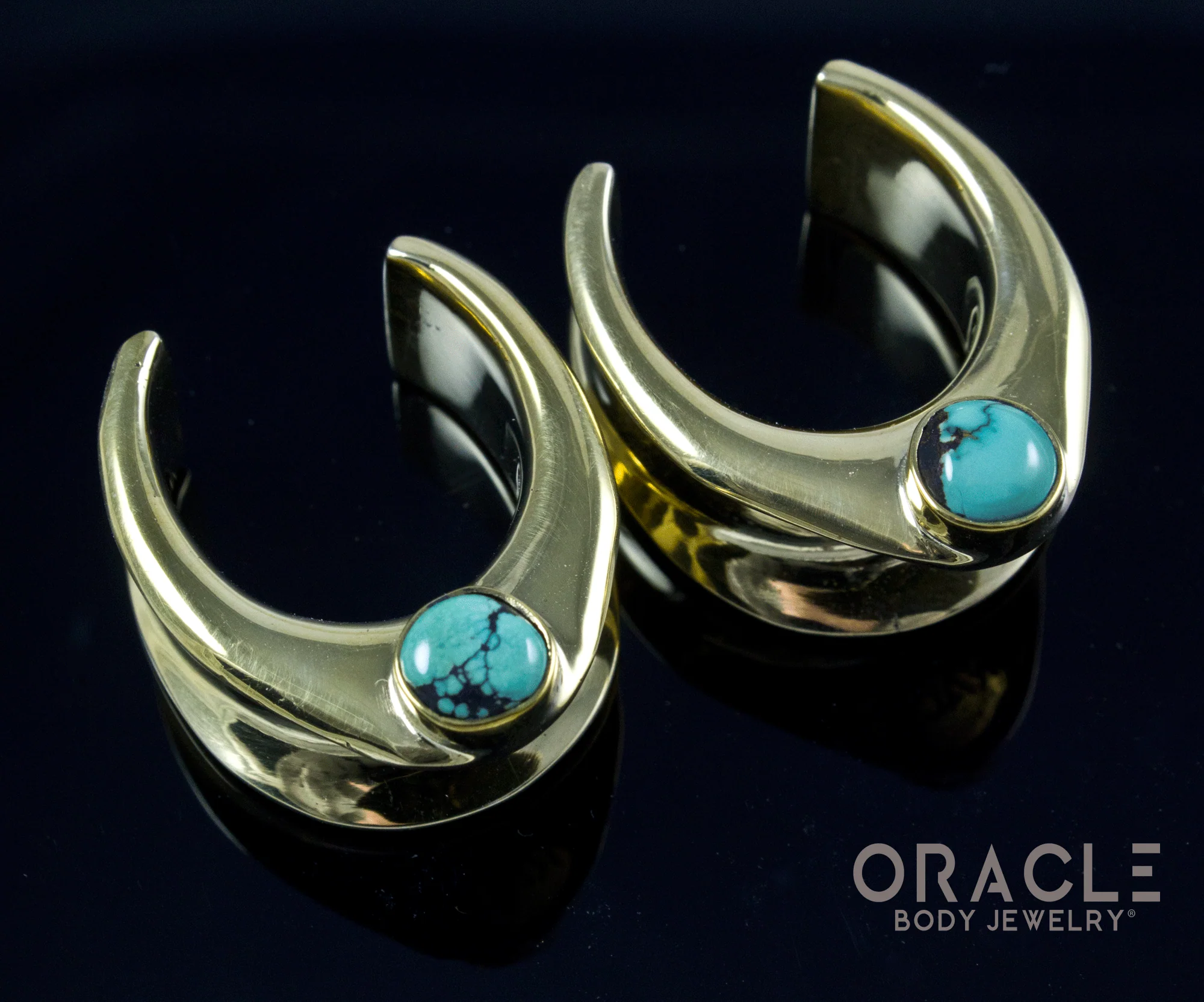 7/8" (22mm) Brass Saddles with Natural Turquoise - Image 2