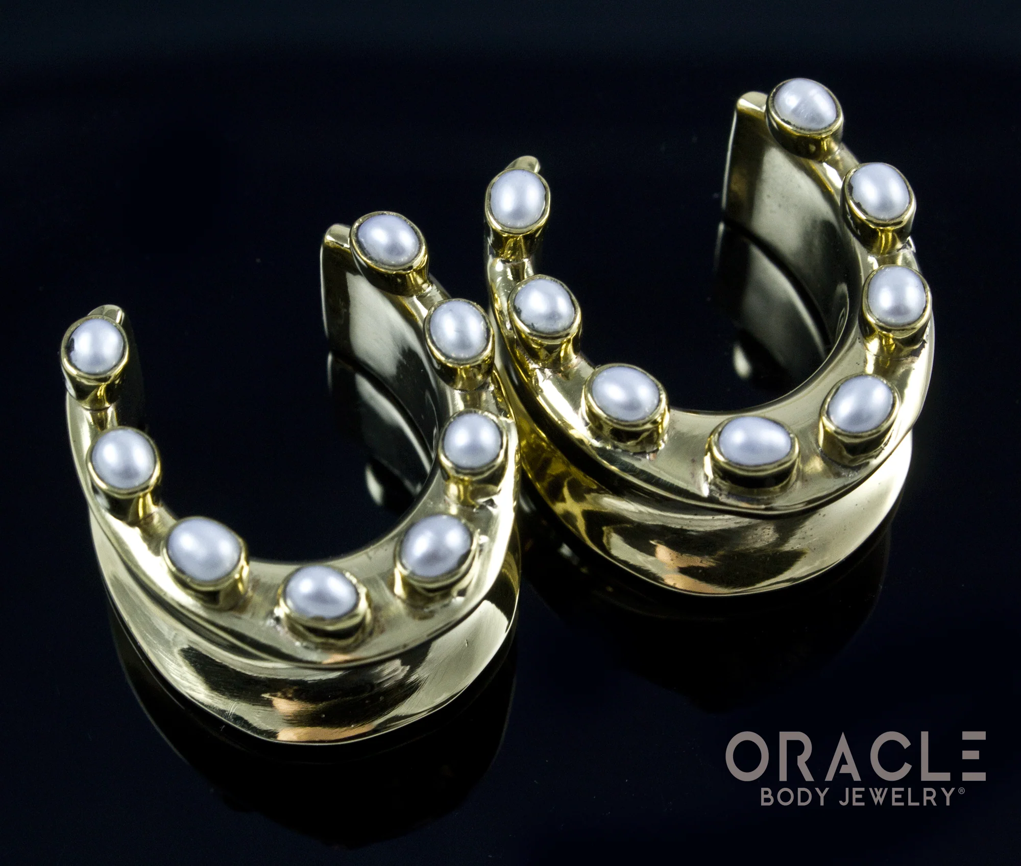 7/8" (22mm) Brass Saddles with Pearls - Image 2