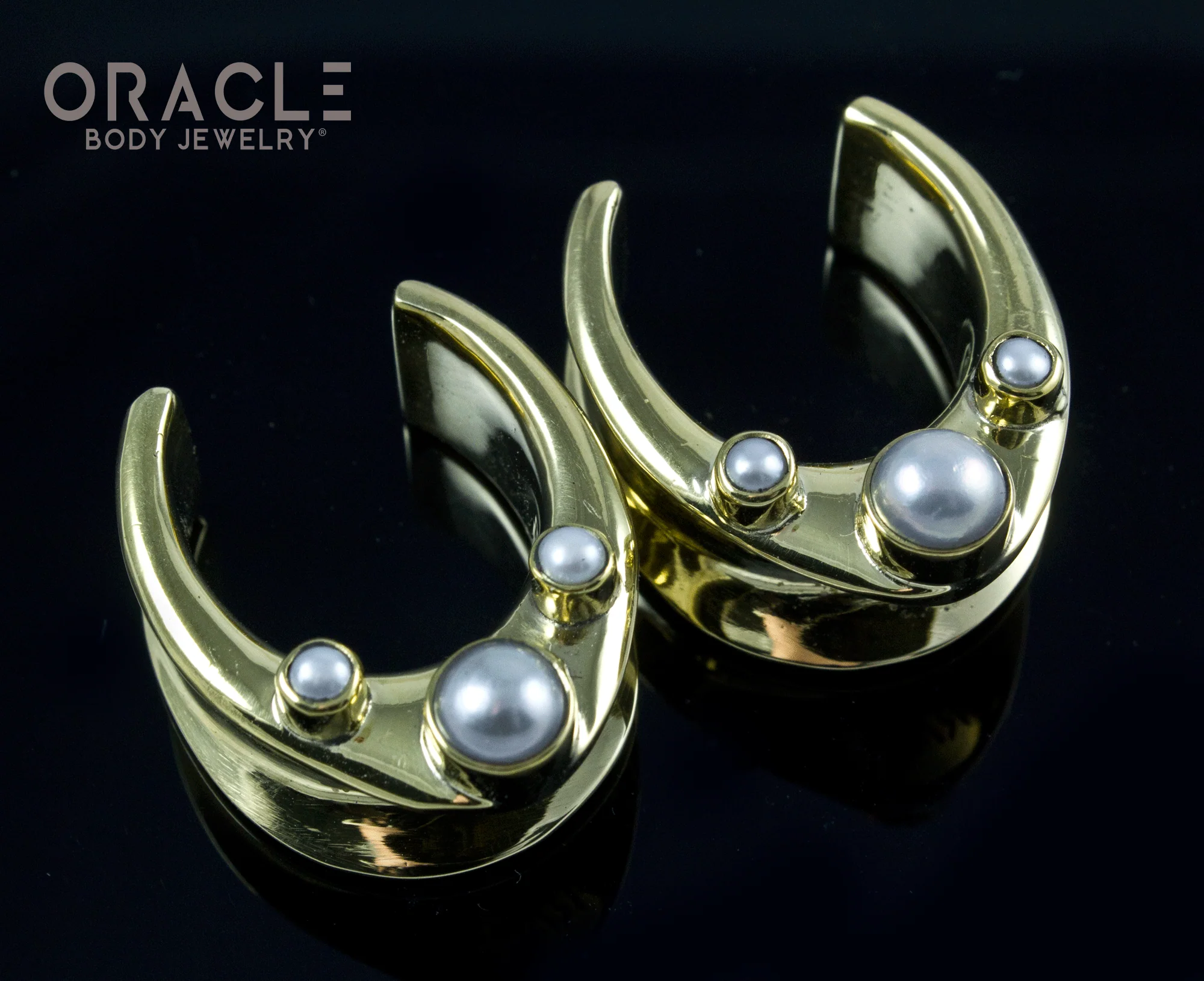 7/8" (22mm) Brass Saddles with Pearls - Image 2