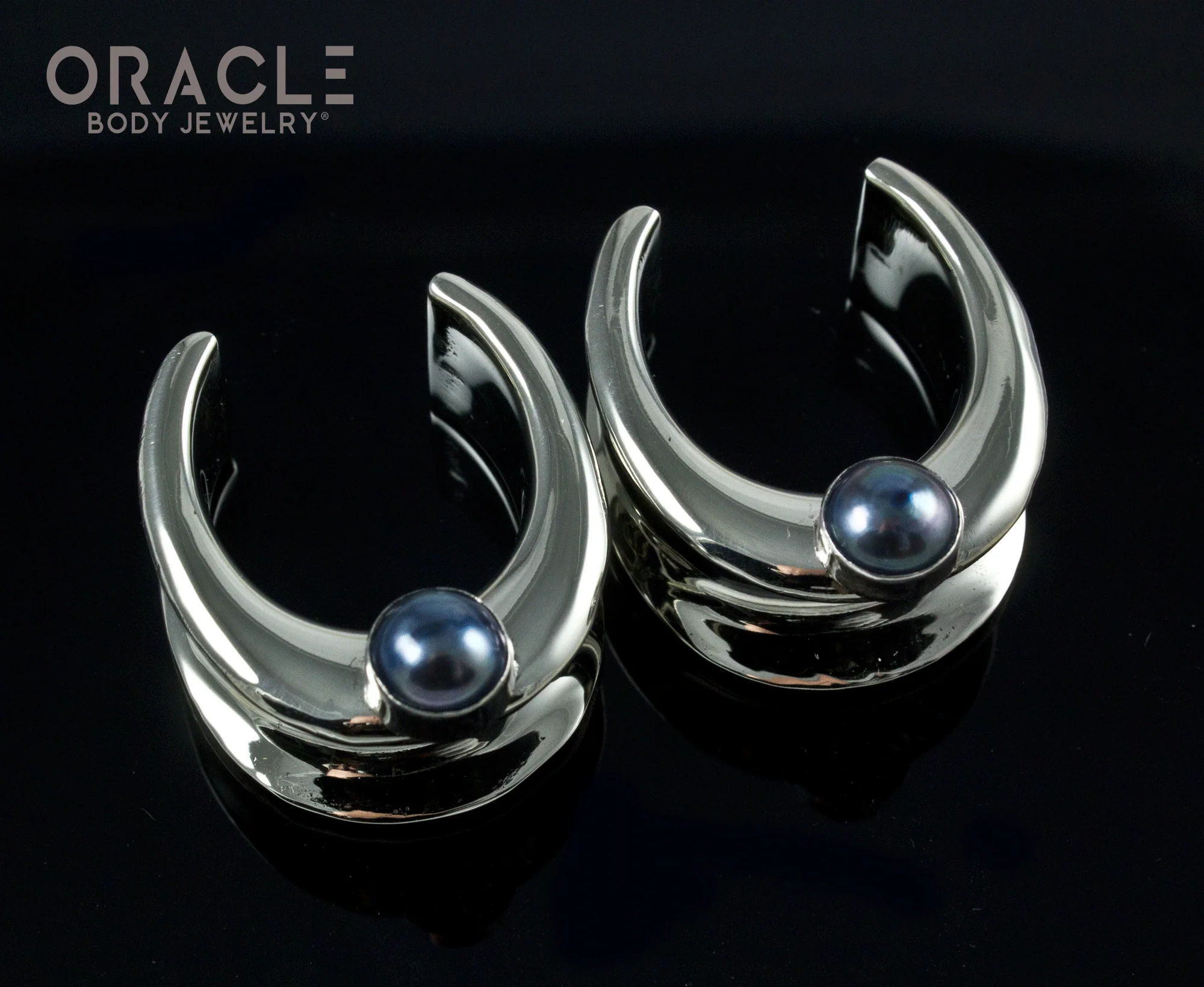 7/8" (22mm) White Brass Saddles with Black Pearls - Image 2