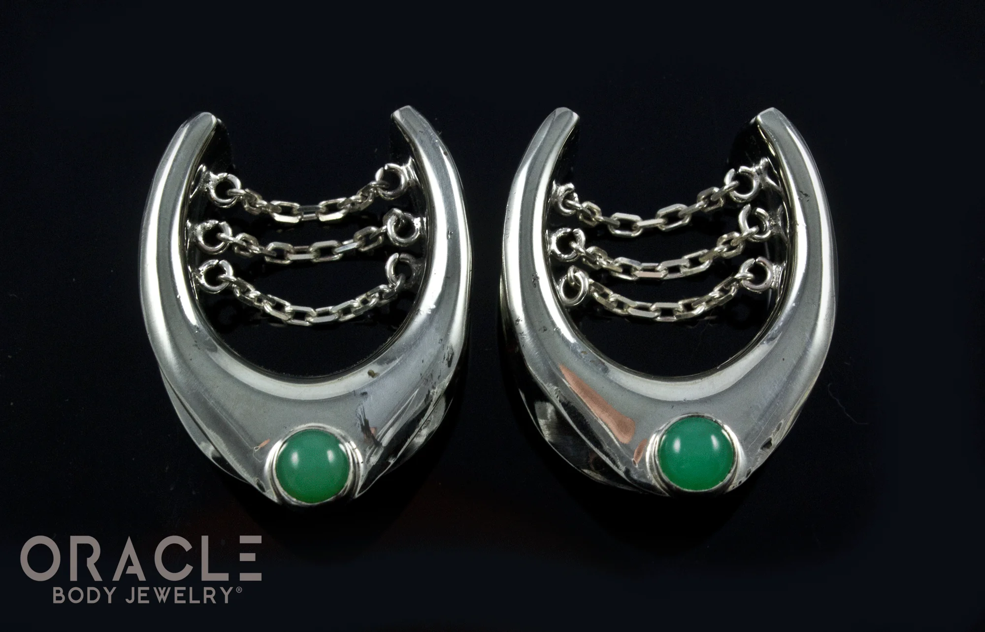 7/8" (22mm) White Brass Saddles with Chains and Chrysoprase - Image 2