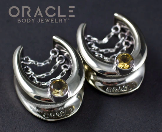 7/8" (22mm) White Brass Saddles with Chains and Citrine - Image 2