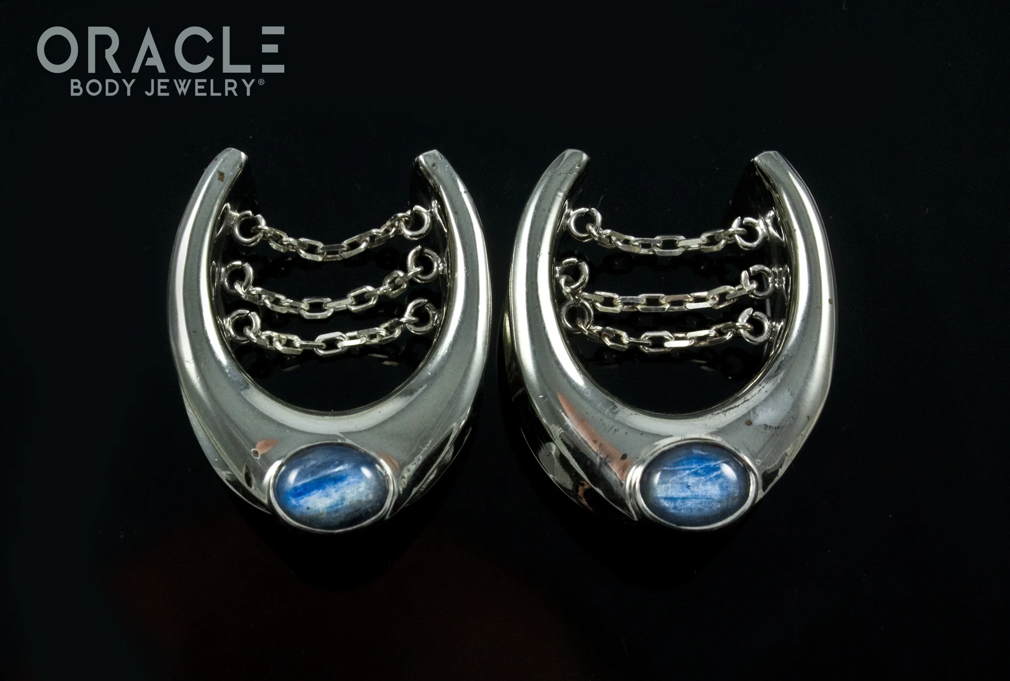 7/8" (22mm) White Brass Saddles with Chains and Kyanite - Image 2