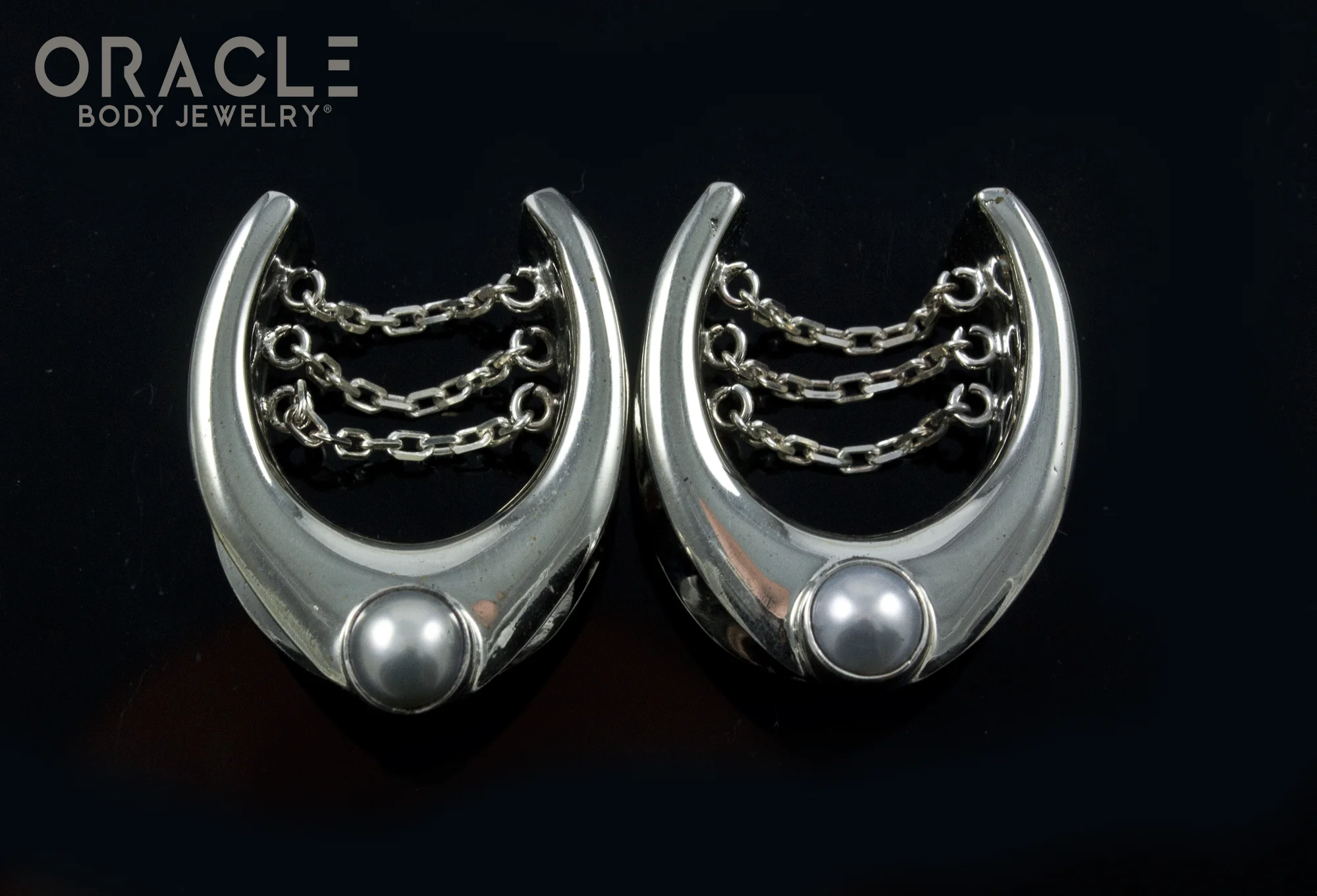 7/8" (22mm) White Brass Saddles with Chains and Pearls - Image 2